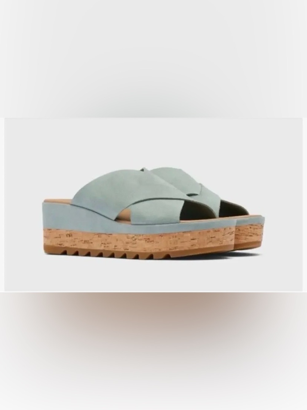 NEW Sorel Women’s Light Blue Cork Platform Slide Sandals